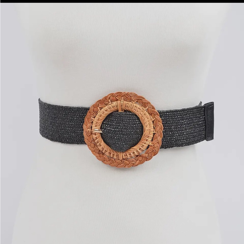 1217.  Handmade bamboo bugle plus size stretch, straw belt
